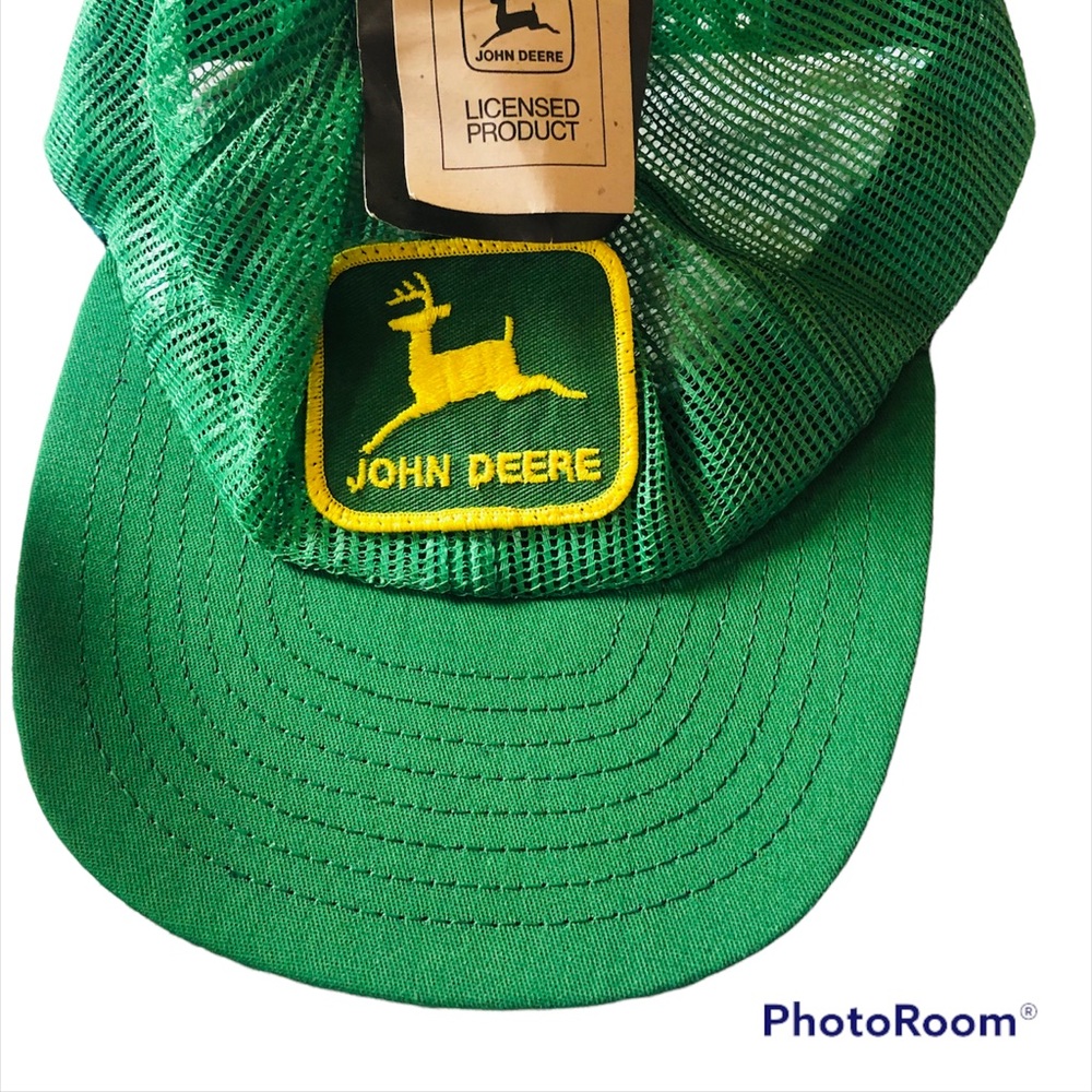 VINTAGE John Deere Green All Mesh Patch Trucker Hat Snapback Made In USA NEW NWT